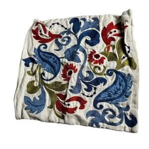 Crate & Barrel Elyse 16X16 Single Paisley Print Square Pillow Cover Cotton Linen